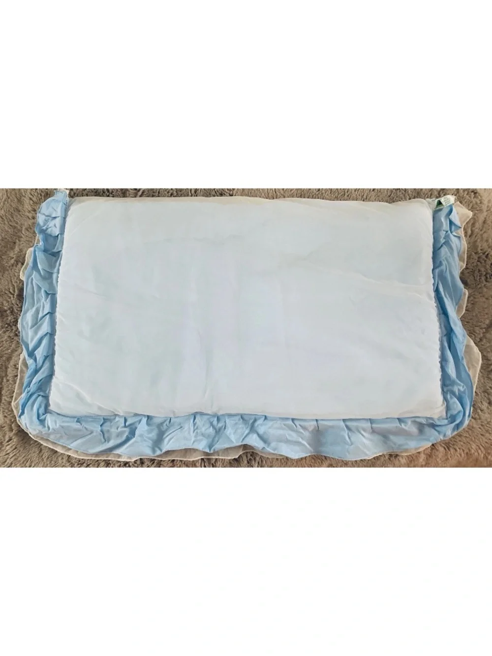 Vtg Leacril Layover Pillow Sham Light Blue Ruffle Roses Granny Victorian